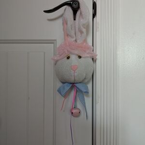 Pink & White Bunny Door Hanger with Bell